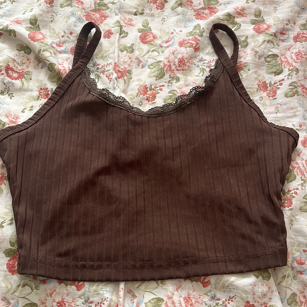(New) Brown lace crop top